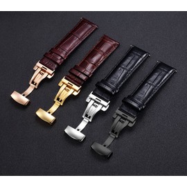 Replacement Push Button Butterfly Deployment Clasp with Buckle for Leather Watch Bands Straps in Gold,Rose Gold, Silver(12mm,14mm,16mm,18mm,20mm,22mm)