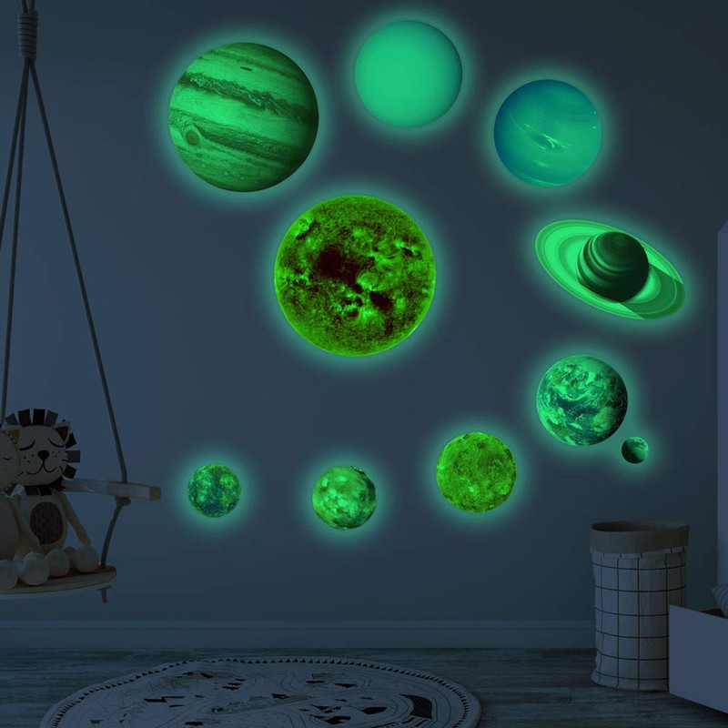 10 Planets Solar System Wall Sticker Luminous Set for Wall