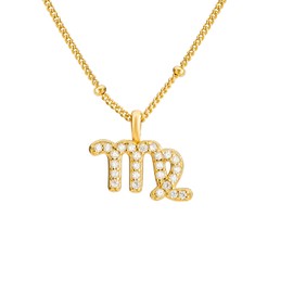 Brandlinger ® Zodiac Sign Necklace Women's 925 Silver Zodiac Sign Chain Necklace Women's Gold-Plated with 18 Carat Gold Jewellery for Women and Girls Chain Length Adjustable 45-50 cm, Sterling Silver