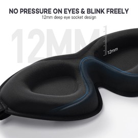 onaEz Sleep Masks, 2023 Upgraded 100% Darkness 3D Sleep Eye Mask with 12mm Recessed Eye Sockets, Breathable Comfortable Soft Milk Ice Silk Sleeping Mask for Traveling Napping All Night Sleeping Yoga