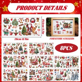 Rngmsi Christmas Rub on Transfers for Crafts - 8 Sheets Vintage Xmas Rub on Transfers Furniture Decals Santa Rub on Transfer Stickers for Wood DIY Christmas Crafts Home Office Decor 11.4x5.7 Inch