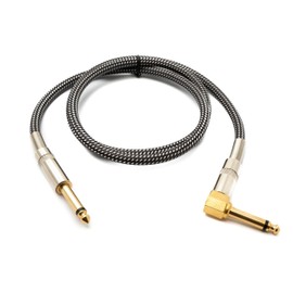 System-S Audio Cable 100 cm 6.35 mm Jack Male to Male Angle Nylon Braided Kink Protection AUX Adapter