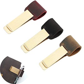 Jurxy 3 PCS Pen Loop for Notebook Retro Leather Traveler Journal Notebook Pencil Holder Bookmark with Copper Clip - Black Brown Dark Red