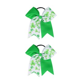 Koolgil Girl's St. Patrick's Day Bowknot Hair Tie Four Leaf Clover Children's Elastic Band Set of 2 (Style C)