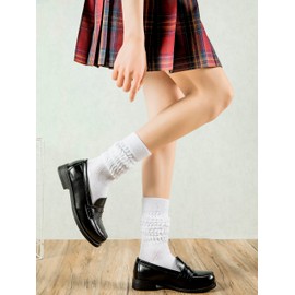 Flydo Womens Slouch Sock Scrunch Socks Soft Long Boot Socks for Women Stacked High Sock 3 Pack White&Black&Grey