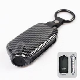 ontto Plastic Car Key fob Cover fit for Kia Stinger GT CK K9 K900 2018 2019 2020 2021 Keyring Accessories Remote Key case Key Holder Keychain 4 Buttons Carbon Black