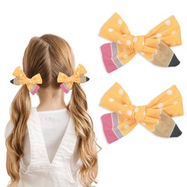 Back to School Hair Bows Clips for Girls The First Day of School Outfits Supplies Stuff Yellow Pencil Hair Clips Cute Barrettes Accessories for Styling Student Teacher Supplies Gifts (Pencil A)