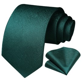 HISDERN Ties for Men Plain Formal Tie with Pocket Square Set Classic Wedding Elegant Business Party, Green, Unit size
