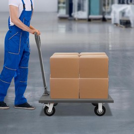 Heavy Duty Industrial Flat Dolly Cart, 2000 lbs Load Capacity, Flatbed Hand Truck with 360° Rotatable Handle, Detachable Design, and Silent Casters for Easy Movement and Storage