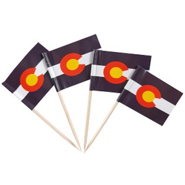 JBCD Colorado Toothpick Flag Mini Small Colorado Cupcake Topper Flags, 100 pcs