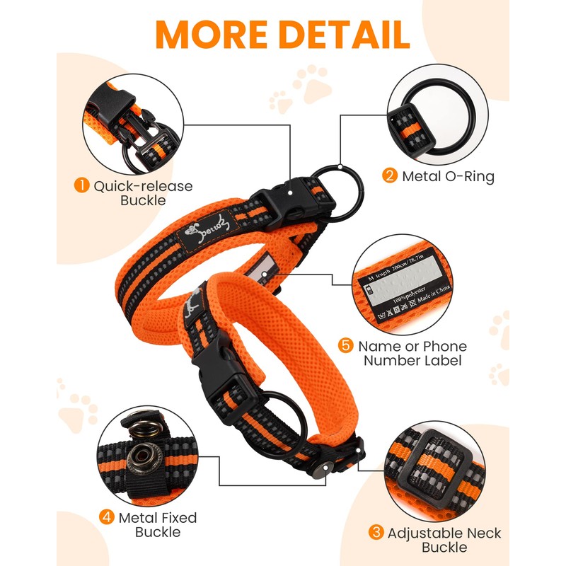 Kaka Mall Adjustable, Breathable, Reflective Nylon Dog Collar