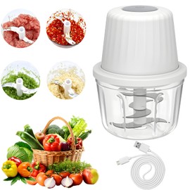 Onion Chopper Electric, Onion Cutter, Vegetable Chopper, Mixer, Multi & Universal Chopper 400 ml Working Container with Type C Charging Cable for Meat, Onions, Garlic, Nuts (White)