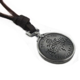 Jirong Brown Leather and Alloy Pendant Adiustable Necklace Mens Necklace Unisex Necklace Cool Necklace Pl231