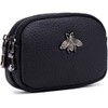 Women's Leather Wallet - Double Zip Bee Change Pouch Wallet