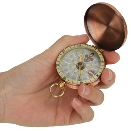 Vintage Copper Pocket Watch Compass, Lightweight Portable, with Gold-Plated Case, Suitable for Camping, Hiking (Compass)