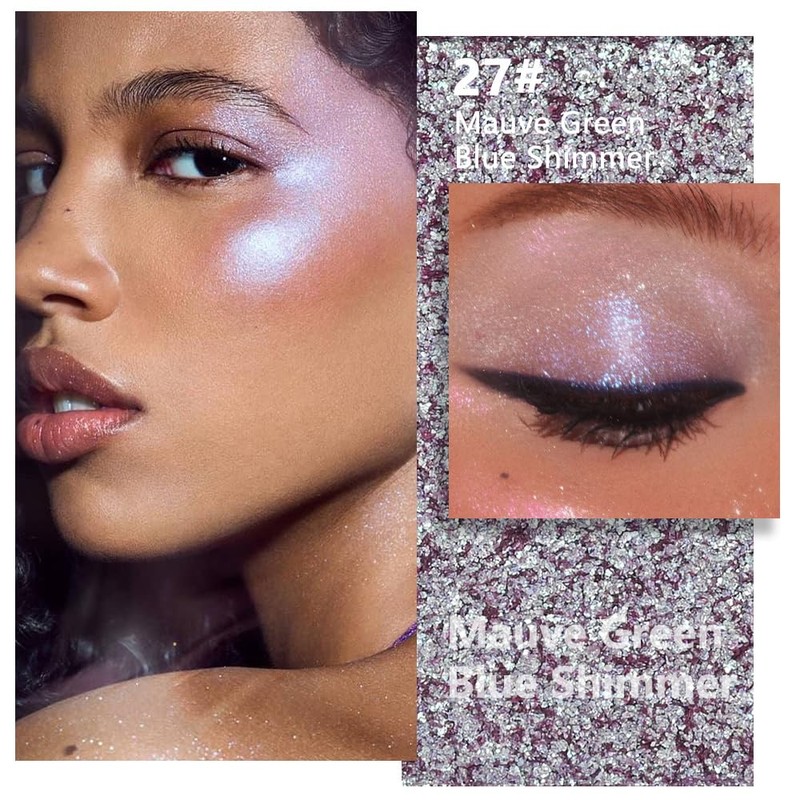 Single Eyeshadow Makeup, Mauve Green Blue Powder Shimmer Eye Shadow