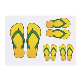 4 x 'Pair of Flip Flops' Temporary Tattoos - Water Resistant, Skin-Safe, Non-Toxic Transfers, Mixed Sizes (TO00073536)