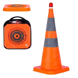 GUARDLEAD Warning Cone, 1 Piece, 70 cm, Reflective Traffic Cone, with Warning Light, Orange Traffic Cone, Pylons, Foldable, Foldable Traffic Cone for Road Safety (1.70 cm)