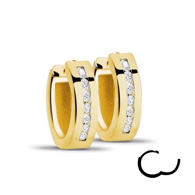 Treuheld 925 Silver Hoop Earrings with Crystals 4 Colours