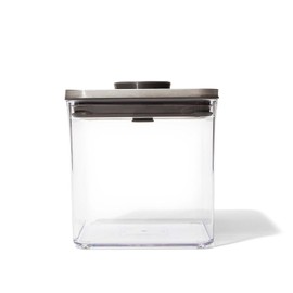 OXO Airtight 2.6L Stainless Steel Pop Container, Big Square, Short, Gray