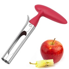 Apple Corer, Apple Cutter, Stainless Steel, Apple Cutter, Apple Cutter, Serrated Stainless Steel Blade, for Pears, Peppers, Fuji, Honeycrisp, Apples (Red)