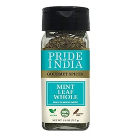 Pride of India - PACK of 6 - Mint Leaf Whole – Cut & Sifted for Convenience of Use – Good for Culinary Uses – Ideal for Tea/Beverages – Easy to Use – 1 oz. Small Dual Sifter Bottle