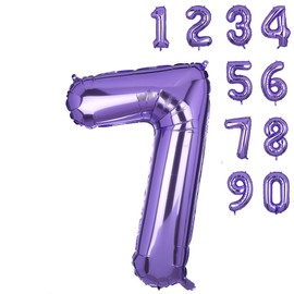 40 Inch Number 7 Balloons Big Purple Number Helium Foil Birthday Party Decorations Digit Balloons Mermaid Theme