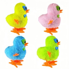 SAURAWAN 4PCS Kawaii Chicks Plush Wind Up Toy, Chicken with Glasses Wind Up Easter Toys for Kids and Toddlers, Novelty Baby Chick Windup Toys, Easter Basket Stuffers and Egg Hunt