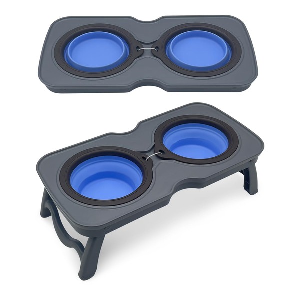 PINVNBY Elevated Portable Dog Bowl, Travel Raised Dog Stand with