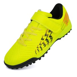 brooman Kids Turf Soccer Shoes Girls Boys Indoor Soccer Shoes (13,Lime)