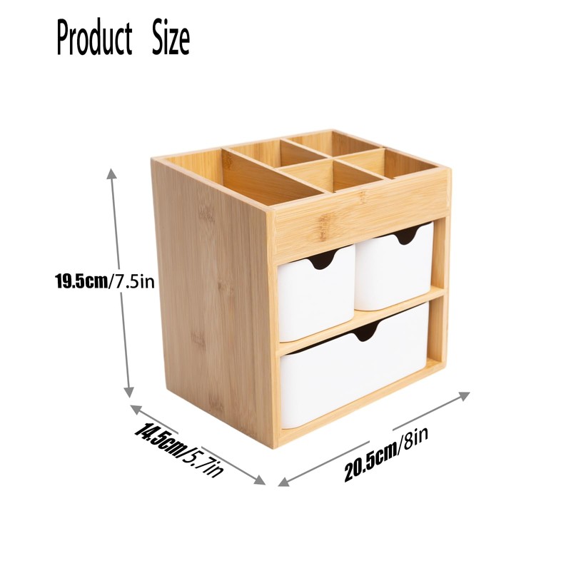 Ninebendstreams Small Bamboo Makeup Organizer（5.7" D x 8" W x