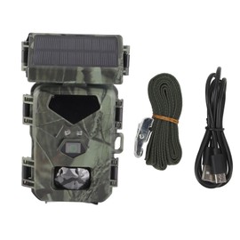 Solar Trail Camera 1080P 30fps 20MP Game Camera 60 Degree Detection Angle Night Vision IP65 Waterproof 0.45s Trigger Speed for Wildlife Monitoring