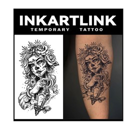 INKARTLINK Tattoo Tech, 2 Sheets Extra Large Semi Permanent Tattoo, Adult Art Design Temporary Tattoos, Lasts 1-2 Weeks, Waterproof, Realistic Look, No Adhesive, No Reflection (Mythology)148