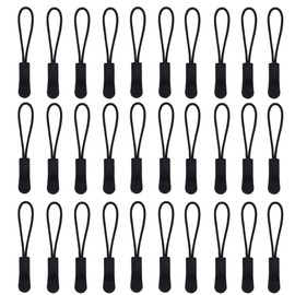 Zipper Pulls, Zipper Tabs, Set of 30, Zipper Pulls, Replacement Zipper Pulls, Easy to Install, for Luggage, Backpack, Tent, Clothing, Sleeping Bag, Black