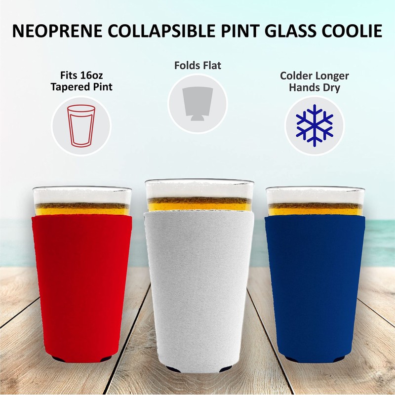 Blank Neoprene Pint Glass Coolie (Variety Color 12 Pack)