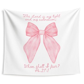 Evcprz Coquette Pink Bow Christian Tapestry, Bible Verse Wall Tapestries, Preppy Girly Bow Religious Scripture Wall Hanging Decor for Girls Room Bedroom Dorm Apartment Home, 50x60 Inch