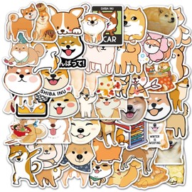 Dog Stickers Decals for Laptops,50 Pcs Cute Funny Fancy Shiba Inu Akita Dogs Waterproof Vinyl Sticker,Water Bottle Phone Skateboard Stickers for Kids,Teens,Adults