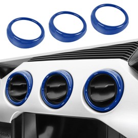 Jimen Compatible with Ford Mustang 2015-2023, 3PCS Center Console Dash AC Vent Cover Trim Ring (Carbon Fiber)