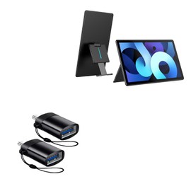 BoxWave Cable Compatible with UPERFECT Unify y Vertical Monitor (15.6 in) - USB-C to A PortChanger (2-Pack), USB Type-C OTG USB Portable Keychain - Slate Black