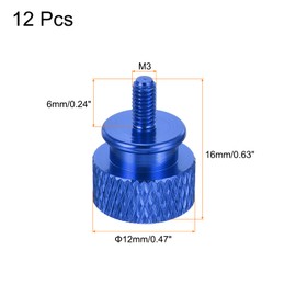 sourcing map 12pcs M3x6mm Knurled Thumb Screw Computer Case Threaded Hand Tighten Screws Aluminum Alloy for PC Case, Dark Blue