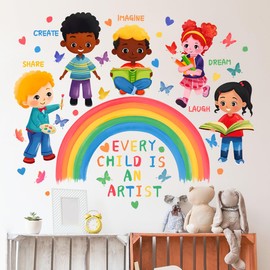 SHUCHING Inspirational Quotes Rainbow Wall Sticker Peel and Stick, Self-Adhesive Vinyl Wall Decal, Wall Decor Art Home Decoration for Baby Kids Nursery Daycare Playroom Classroom