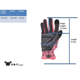 G & F Products Women All Purpose gardening Gloves High Performance weeding Gloves assorted colors 3 Pair Value Pack flower pattern touchscreen feature, fits all.