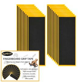 ACFELLE 18 Sheets Fingerboard Grip Tape, Quality Foam Black Wooden Mini Skateboard Strong Adhesive Stickers 110mm x 38mm (18)