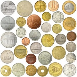 Historic Buildings Coin Collection - Faros, puertos, molinos de viento, rascacielos, aeropuertos, casas, puertas, monumentos, bancos, teatros, 10 monedas