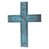 Wooden Metal 20" Western Large Turquoise Wall Cross Fade Away