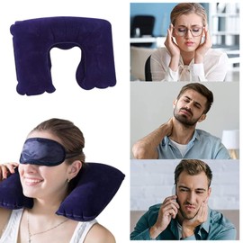 Wqiansc Inflatable Travel Pillow Not easily broken Neck Pillow For Travel Neck Support Pillow Travel Pillow For Airplane (Dark Blue)