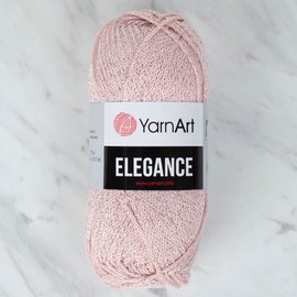 1 Skein YarnArt Elegance Sparkly Yarn,%88 Cotton%12 Metallic, 50 g (1.76 oz), 130 m (142 yd), Yarn Weight 2 : Fine-Sport, Light Pink - 108