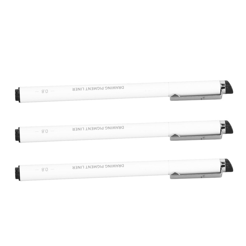 10Pcs Fineliner Pens Black Ink Durable Waterproof Fadeless High Smoothness