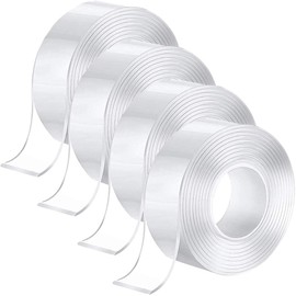 Cinta Doble Cara Extrafuerte, 4 Rollos 3M Nano Tape Extrafuerte Reutilizable y Impermeable, Tape Doble Cara Transparente Versátil para Pared Cocina Manualidades y Fijación de Fotos