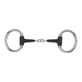 Shires Equikind Plus Eggbutt Peanut Link Bit 4 1/2 inch Silver Black